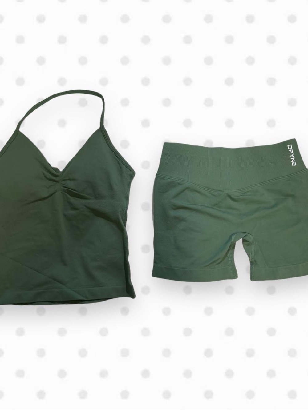 DFyne Green Impact Strappy Longline Top and Impact Shorts